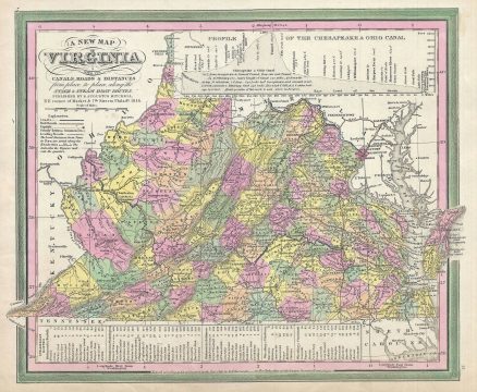 1846 Mitchell and Burroughs Map of Virginia with West Virginia (First Edition)