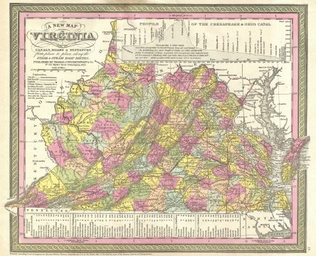1854 Mitchell Map of Virginia (with West Virginia)