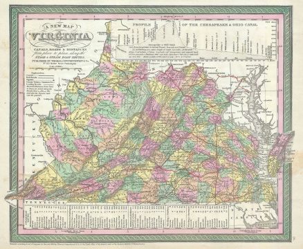 1854 Mitchell Map of Virginia (with West Virginia)