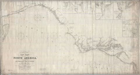 1855 Imray Nautical Map of the East United States: New York to Florida