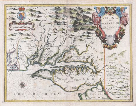 1676 John Speed and F. Lamb Map of Virginia and Maryland (Chesapeake Bay)