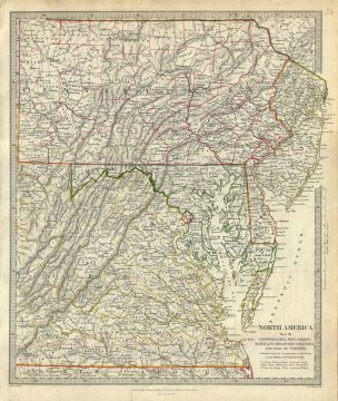 1833 S.D.U.K. Map of Pennsylvania, Virginia, Maryland, Delaware and New Jersey