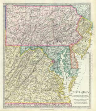 1848 S.D.U.K. Map of Pennsylvania, Virginia, Maryland, Delaware and New Jersey