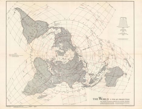 1943 Vaucher and Pirola Map of the World on a Polar Projection