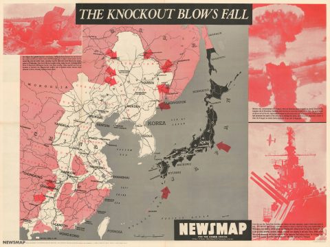 1945 Army Information Branch Newsmap of Japan and China - Atomic Bomb Issue
