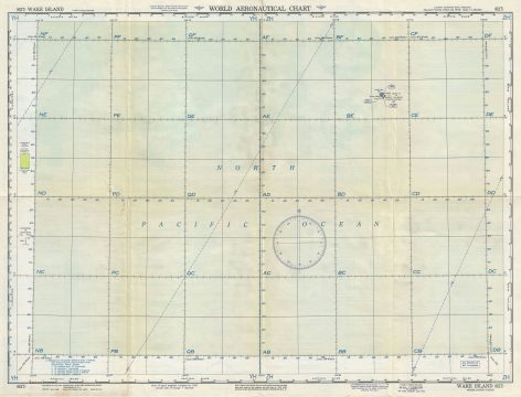 1956 U.S. Air Force Aeronautical Chart or Map of Wake Island, Pacific Ocean