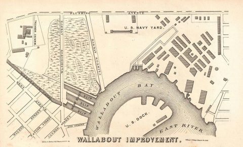 1868 Map of Wallabout Bay at the Brooklyn Navy Yards, Brooklyn, NY
