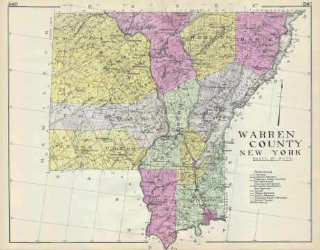 1912 Century Map of Warren County (Lake George), New York