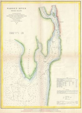 1866 U. S. Coast Survey Map or Chart of the Warren River, Rhode Island