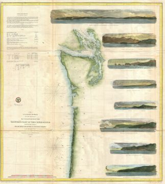 1855 U.S. Coast Survey Chart or Map of Washington and Oregon