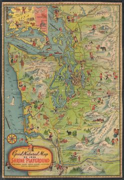 1936 Farwest Shriners Pictorial Map of Washington State