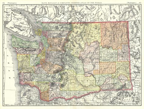 1892 Rand McNally Map of Washington