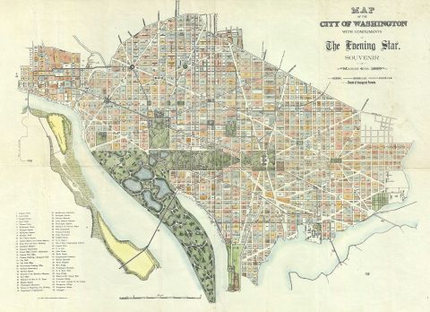 1889 Evening Star Map of Washington D.C.