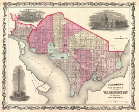 1861 Johnson Map of Washington D.C. and Georgetown