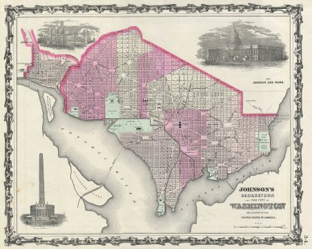 1863 Johnson Map of Washington D.C. and Georgetown