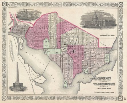 1864 Johnson Map of Washington D.C. and Georgetown