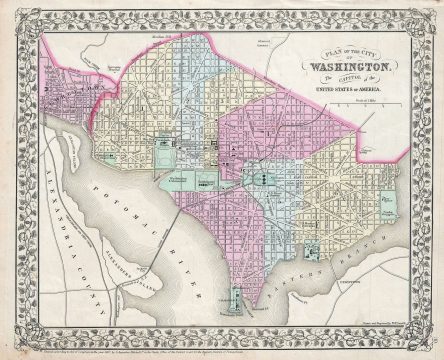 1867 Mitchell Plan or Map of Washington D. C.