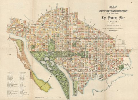 1889 Evening Star Map of Washington D.C.