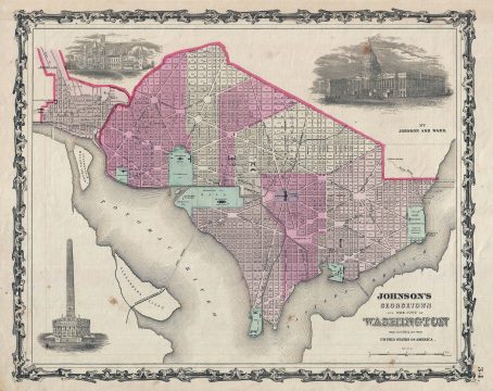 1863 Johnson Map of Washington D.C. and Georgetown