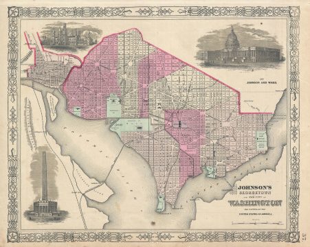 1864 Johnson Map of Washington D.C. and Georgetown