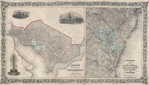 1855 Colton Map of Washginton D.C. and the Chesapeake Bay Region