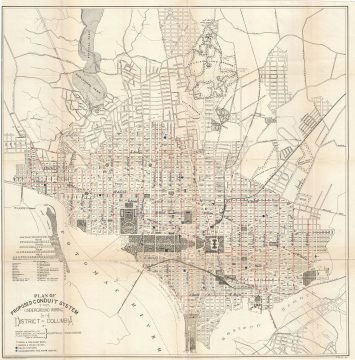 1891 Norris Peters Map of Washington D.C. showing Electrical Conduits