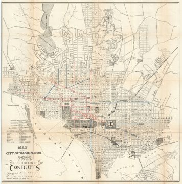 1891 Norris Peters Map of Washington D.C. showing Electrical Lights.
