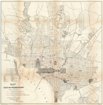 1891 Norris Peters Map of Washington D.C. showing Telephone Lines and Poles