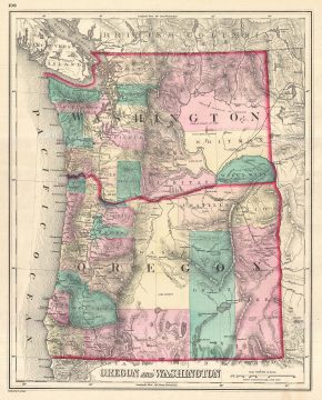 1875 Gray Map of Washington and Oregon