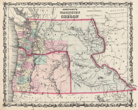 1861 Johnson Map of Washington and Oregon
