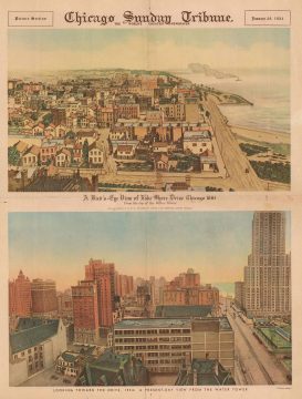1934 Varin Birds-Eye View of Lake Shore Drive in 1889 and 1934