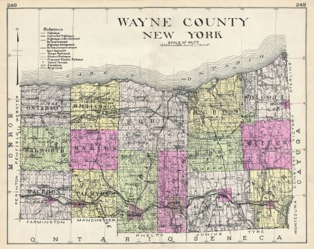 1912 Century Map of Wayne County, New York