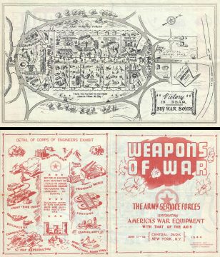 1944 U.S. Army Weapons of War Map of the Great Lawn, Central Park