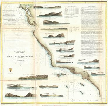 1853 U.S. Coast Survey Map of the West Coast of the United States