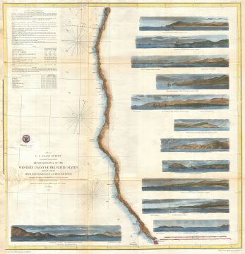 1854  U.S. Coast Survey Chart or Map of California and Oregon north of San Francisco