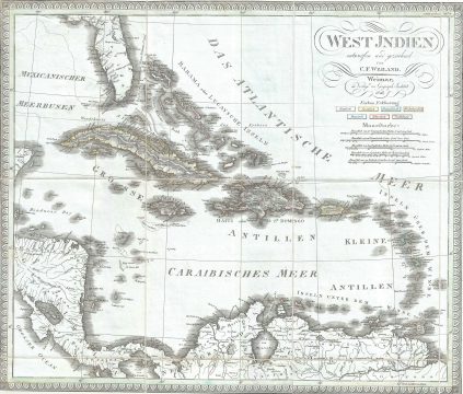 1825 Weiland Map of the West Indies