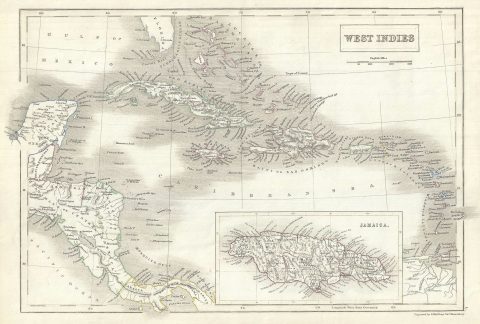 1844 Black Map of the West Indies