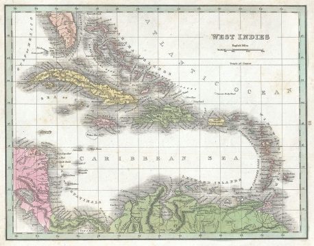 1835 Bradford Map of West Indies