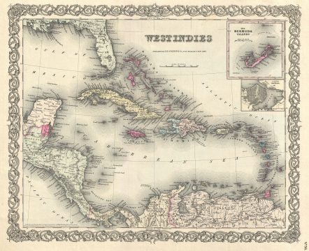 1855 Colton Map of the West Indies