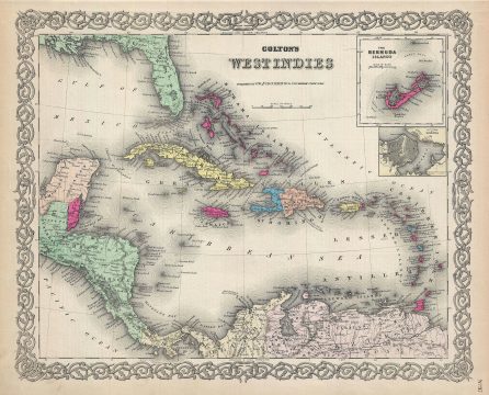 1884 Colton Map of the West Indies