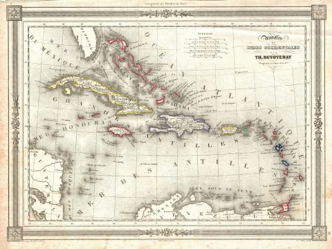 1852 Duvotenay Map of the West Indies