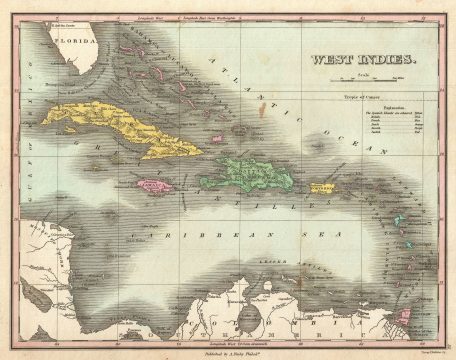 1827 Finley Map of the West Indies, Caribbean, and Antilles