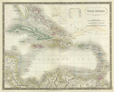 1835 Hall Map of West Indies