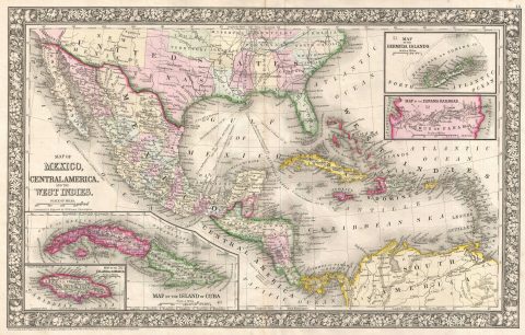 1866 Mitchell Map of Mexico and the West Indies