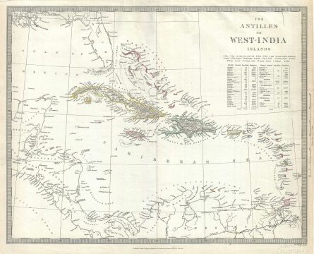 1835 S.D.U.K. Map of the West Indies and Caribbean