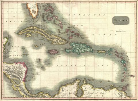 1814 Thomson Map of the West Indies and Central America
