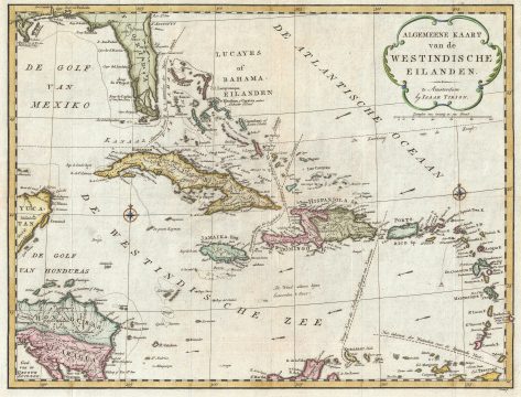 1769 Tirion Map of the West Indies