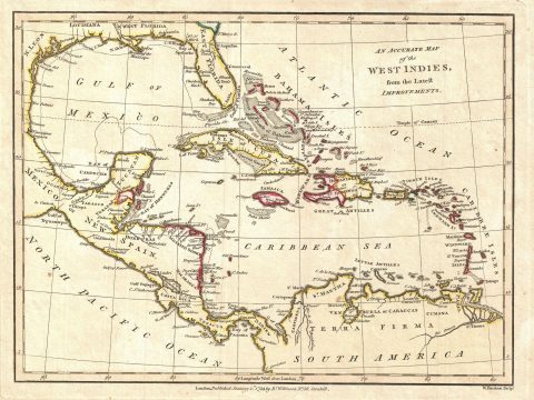 1794 Wilkinson Map of the West Indies and Caribbean