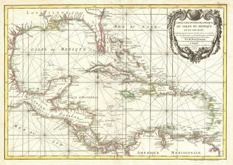 1762 Zannoni Map of Central America and the West Indies ( Caribbean )
