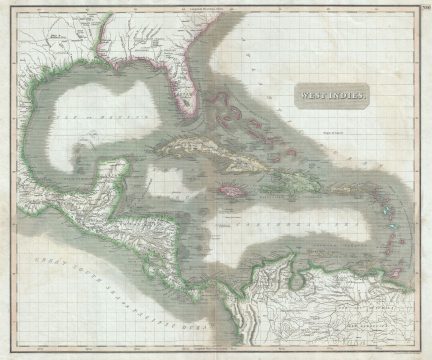 1814 Thomson Map of the West Indies and Central America